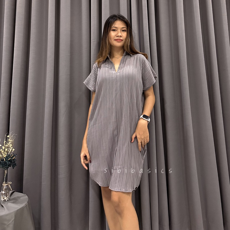 SIBIBASICS - Dress Lady Crush Wanita Lengan Pendek Kantong Kanan Kiri Premium Jumbo Kekinian Korean Style