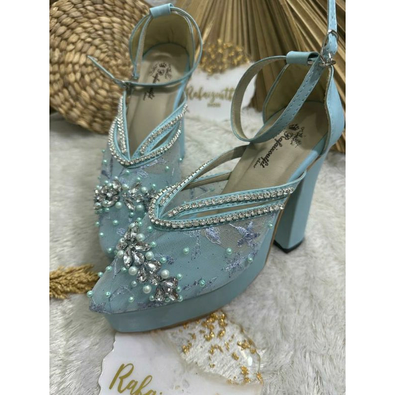 Sepatu wedding pesta Cantik Ayuni Babyblue Hak 12 cm