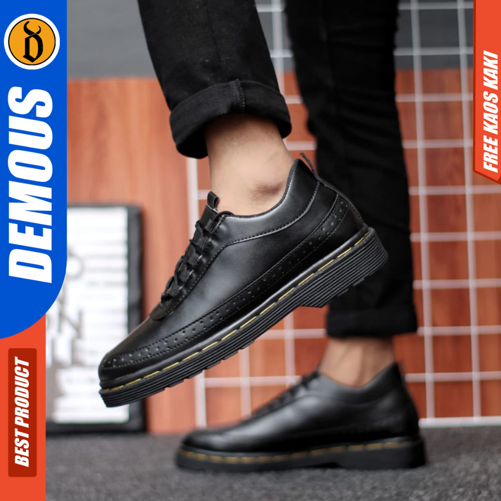 Demous Samanosuke - Sepatu Formal Pantofel Docmart Kerja Hitam Pria