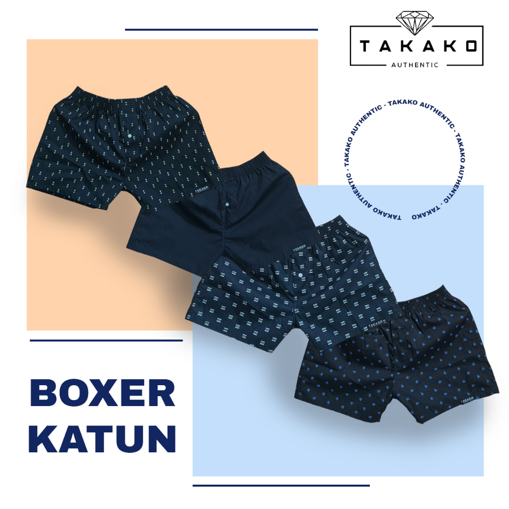 Takako - Boxer Pria Wanita Dewasa Bahan Katun Premium Navy