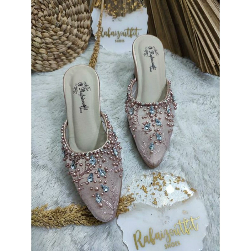 Sepatu wedding pesta Cantik sintya Rosegold 7cm tahu