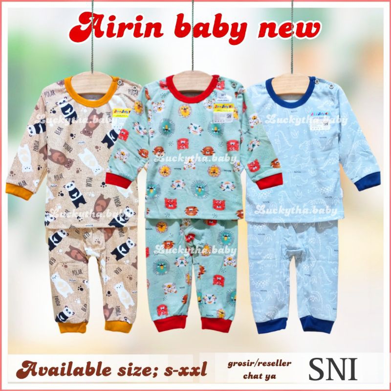 Airin setelan panjang anak cowo, cewe bahan cotton motif Dino,lion,panda, piyama anak Airin baby, setelan panjang Airin baby terbaru