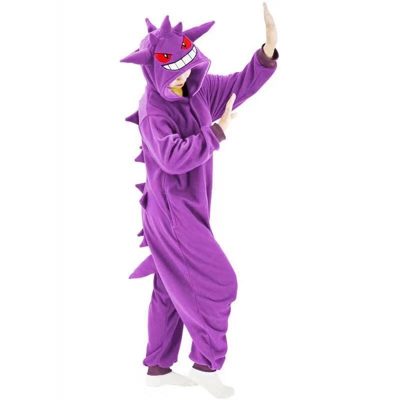 BAJU ONESIE KOSTUM POKEMON GENGAR UNGU DURI PIYAMA COSPLAY KIGURUMI IMPOR LUCU