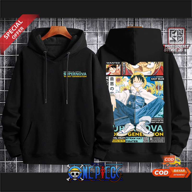 Switer Anime Hoodie Jumper One Piece Kualitas Distro Pria Wanita Remaja dan Dewasa S M L XL XXL