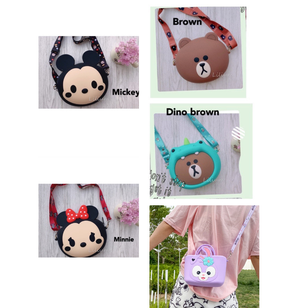 Tas selempang silikon jelly bag besar hello kitty DM04 melody pompurin cinamoroll mickey minnie