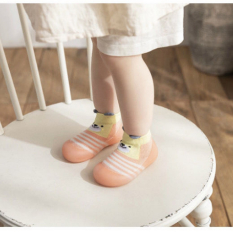 PW4-Sepatu Bayi Prewalker Kaos Kaki Anti Slip Karakter Bergaris