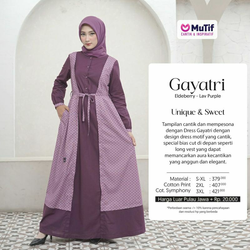 Mutif Gayatri Drab Military Olive Mutif Gayatri Elderberry Lav Purple Baju Muslim Gamis Dress Casual Premium Terbaru Ori Lebaran 2023 Sarimbit