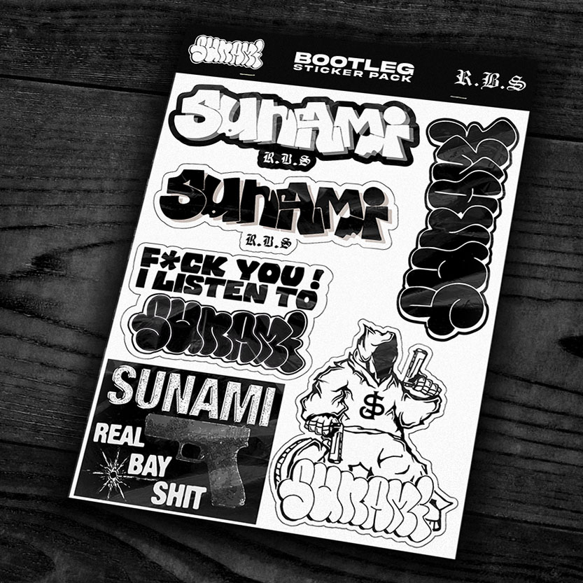 

SUNAMI - STICKER PACK BAND : SUNAMI / SUNAMI STYLE / R.B.S / 100% HARDCORE (BOOTLEG) SIAP KIRIM