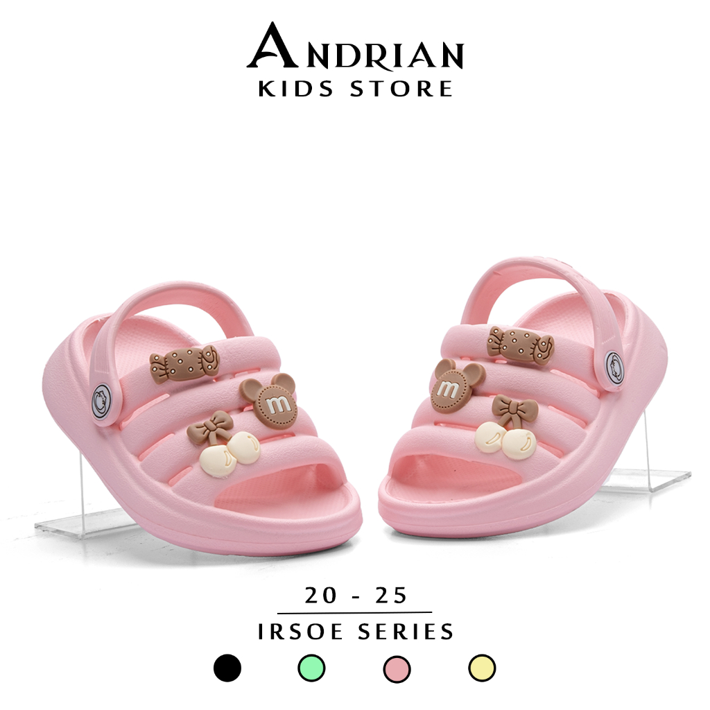 Irsoe - New Sandal anak perempuan baby girl model selop garis tali belakang berkarakter 1 - 3 tahun