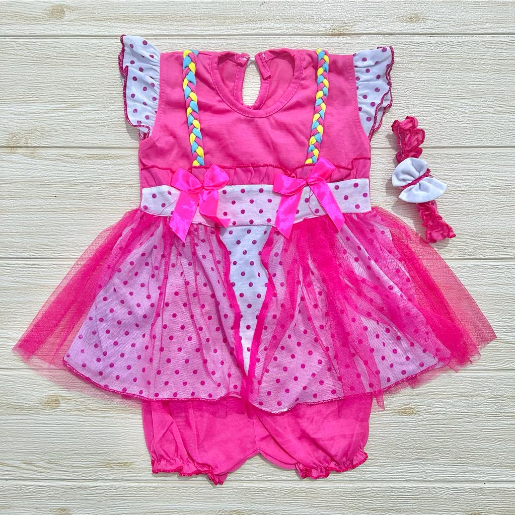 COD Dress Free Headband + Celana / Dress Anak Perempuan Usia 0-12 Bulan Free Bandana