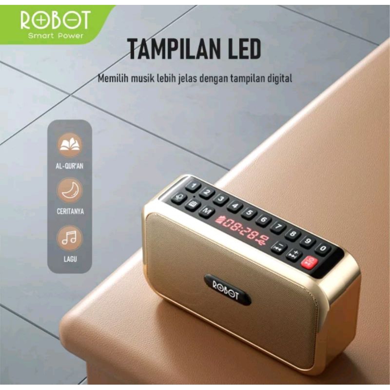 Robot RB200 Speaker Bluetooth Alquran Speaker Radio dengan tombol kontrol numerik dan layar LED Garansi Original 1 Tahun