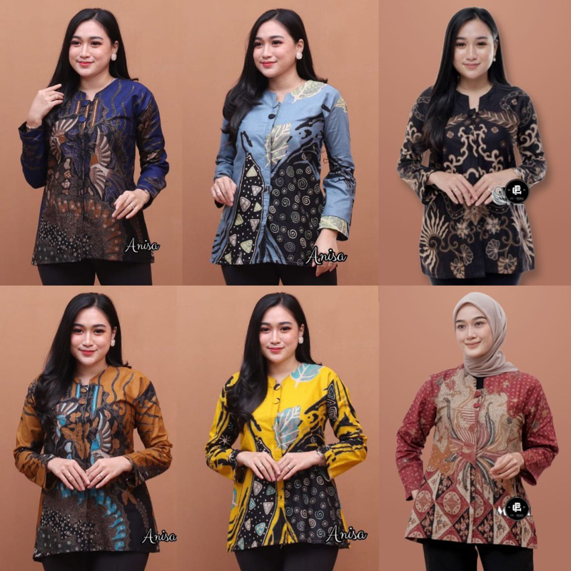 Baju Batik Wanita Atasan Blouse Terbaru Modern Seragam Resespsi Kantor Kerja Original