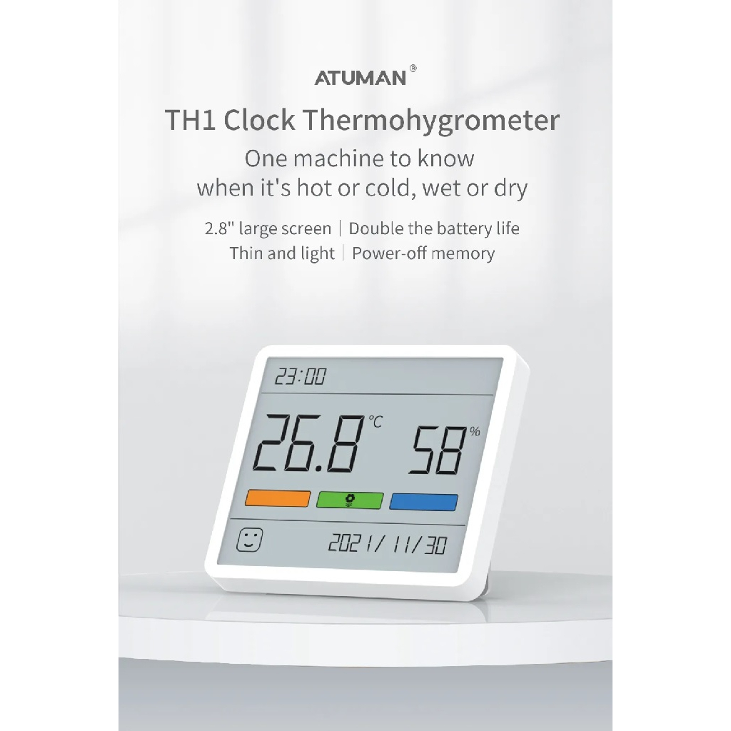 ATUMAN DUKA TH1 Clock Thermohygrometer - Jam Digital dengan Termometer