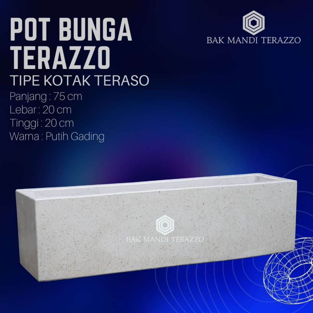 POT BUNGA TAMAN MARMER TERASO-POT BUNGA HIAS BATU ALAM PUTIH TERASO-POT BUNGA UNIK P.75