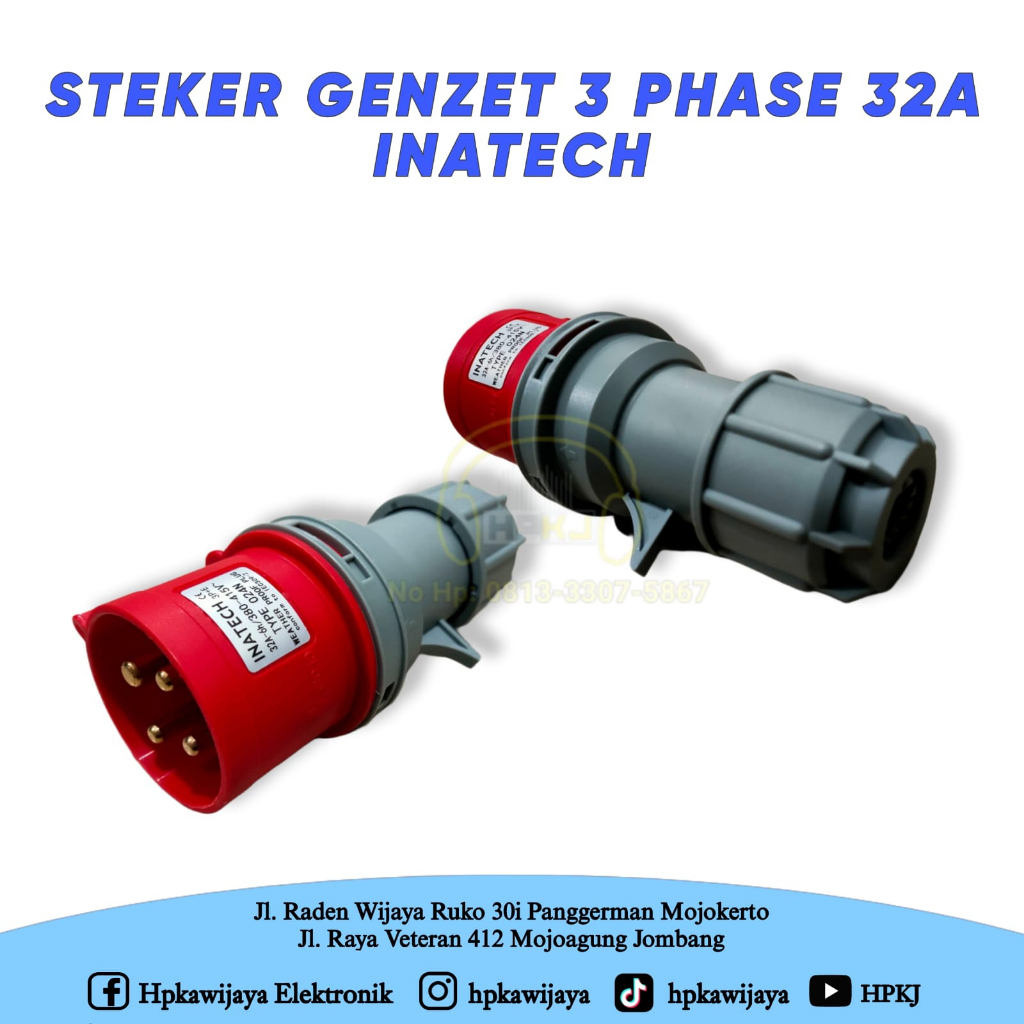 STEKER GENZET 3 PHASE 4 PIN 32A INATECH plug mounting male genset 3 phase 32 ampere