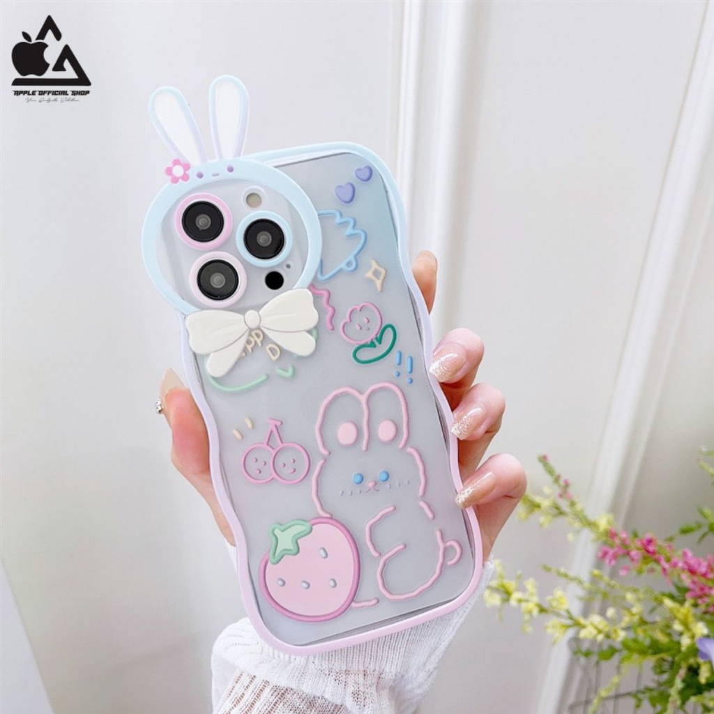 Luxury Softcase Lucu 3D Ear Bunny Motif iPhone 11 PRO MAX 12 PRO MAX XR XS MAX 7 8+ 7+ 8 SE 2 SE3  Soft Case Motif 4D Rabbit Hello Kitty HelloKitty Kuromi Disney Camera Protector Protection Silikon Silicone Jelly Hardcase