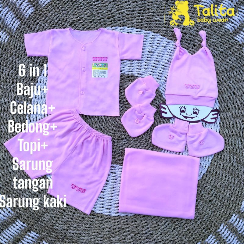 SET Lengkap Baju Bayi Baru Lahir Perempuan Lengan Pendek Paket Hemat 6 PCS talitababywear