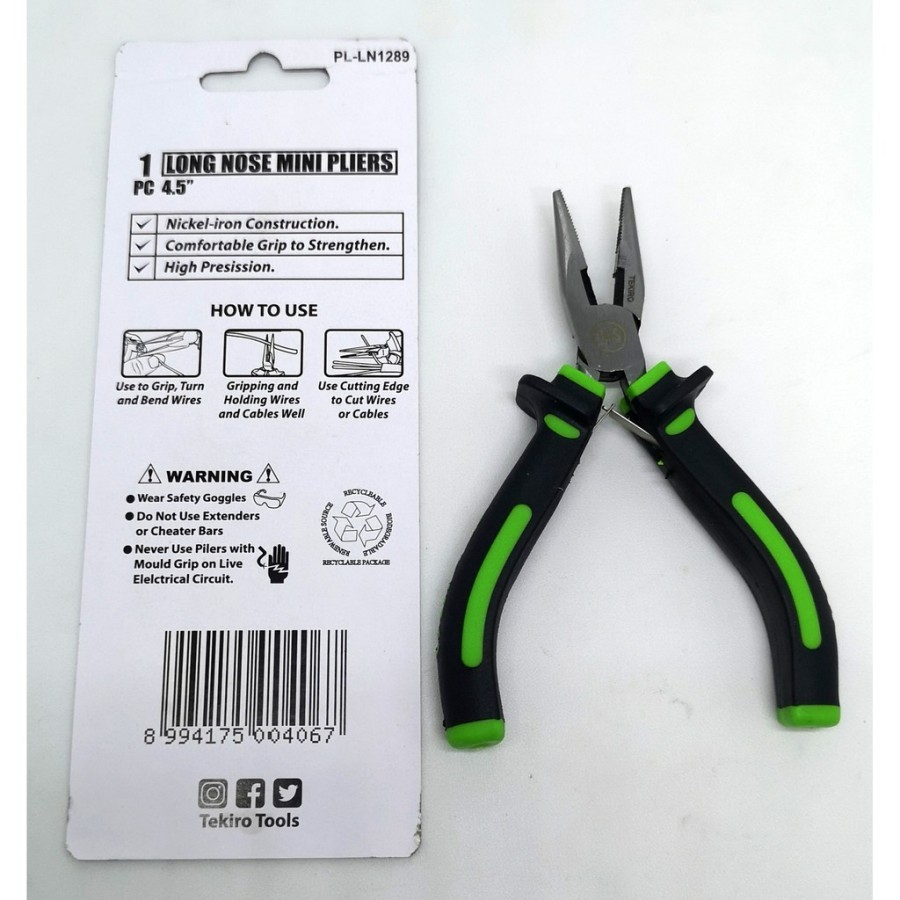 TEKIRO LONG NOSE PLIERS 4,5 inch Tekiro TANG LANCIP 4 in PL-LN1289