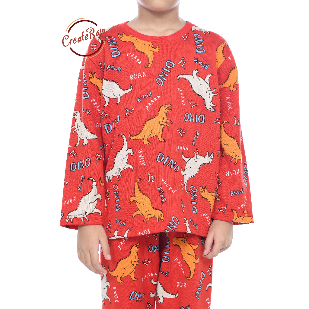 PIYAMA ANAK LAKI MOTIF PRINTING DINOS ROAR 1-7 TAHUN BAJU TIDUR ANAK LENGAN PANJANG TERMURAH