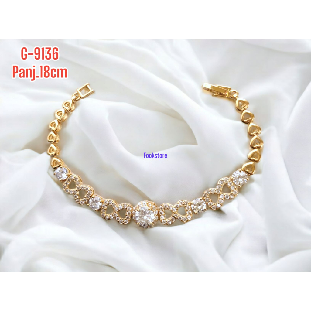 GELANG RANTAI DEWASA MOTIF PERMATA PERHIASAN IMPORT/G-9136/G-9137