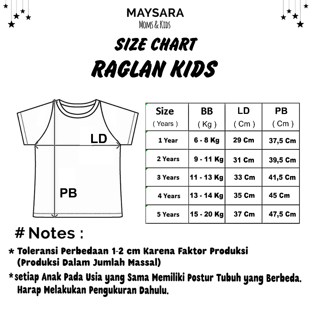 Kaos Anak Laki-Laki Perempuan Raglan 1-4 Tahun