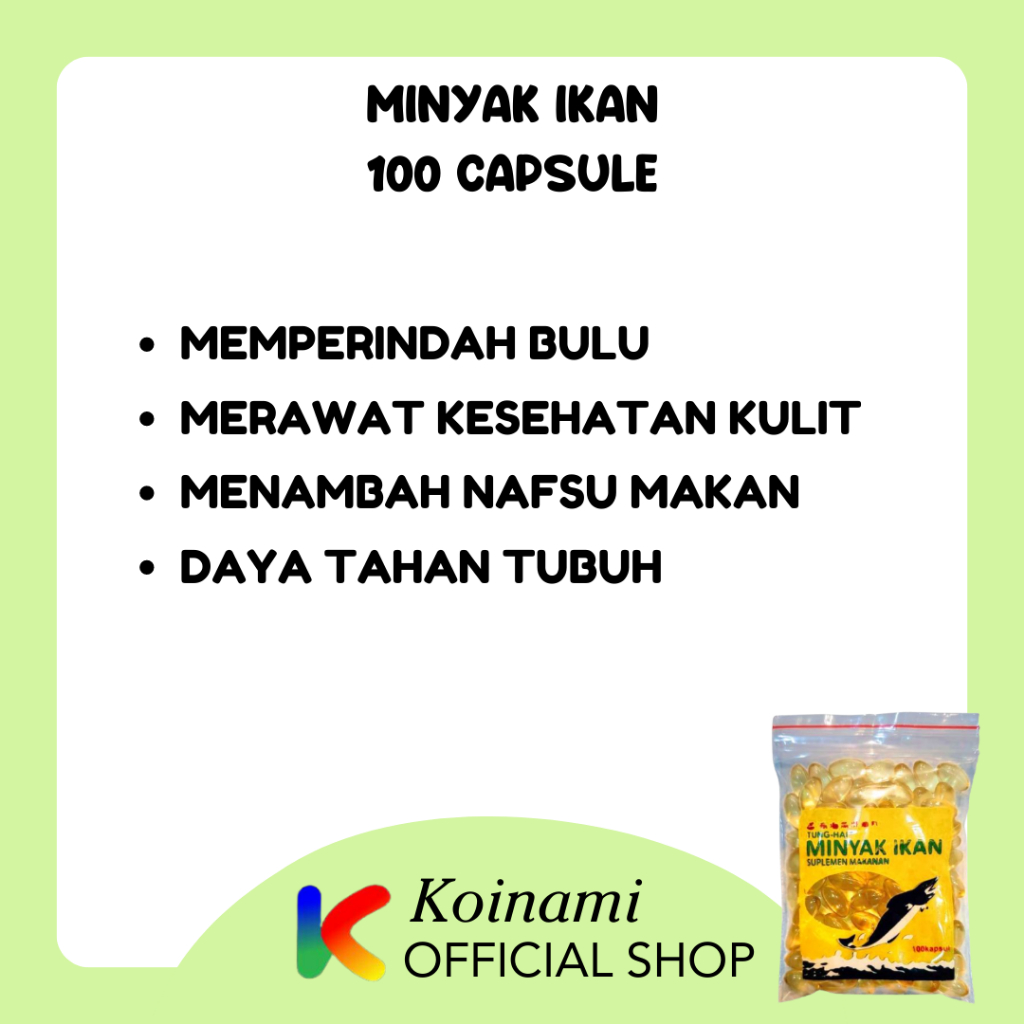 Minyak Ikan 100 Caps - Tung Hai Fish Oil - Vitamin Bulu Kucing Anjing - VItamin Nafsu Makan Kucing