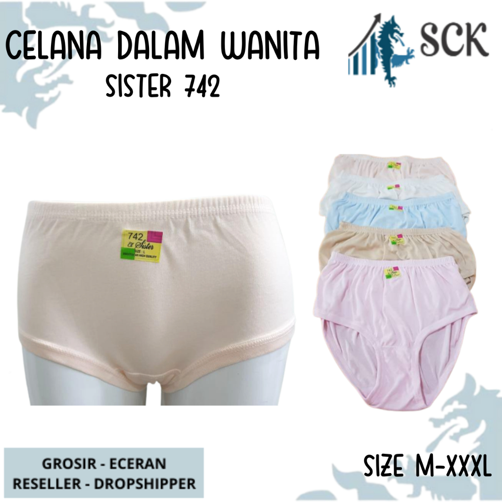 [ISI 1] CD Wanita SISTER 742 Pinggang Karet Polos Ukuran M-XXL