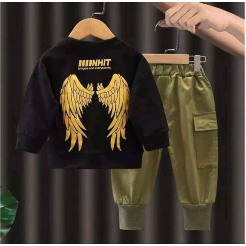 Promo setelan sweater joger anak laki paki terbaru motif wings usia 1 sampai 5 tahun baju anak setelan anak pakaian anak sweater anak