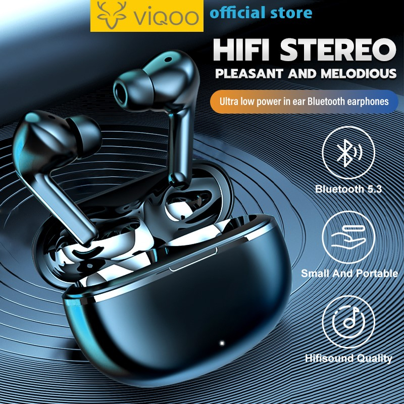 Viqoo AIR7 BASS Bluetooth Headset TWS Air7 Nirkabel Earphone Gaming Earbud Sports Waterproof Earphones Handsfree Earbuds - T80