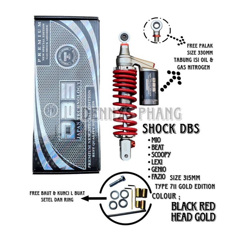 SHOCKBREAKER DBS ORIGINAL TYPE G-SPORT SERIES 711 TABUNG ATAS MATIC SINGLE SHOCK BEAT VARIO SCOOPY GENIO LEXI FINO MIO XEON X-RIDE SOUL FAZZIO MIO GEAR MIO J MIO M3 DLL / SHOCK TABUNG ATAS G-SPORT MATIC SINGLE SHOCK