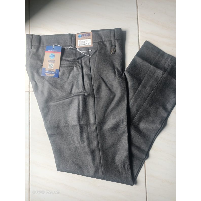 Celana Dasar Formal pria Metalik Abu / Biru Slim fit 27-38 Kerja Kantor