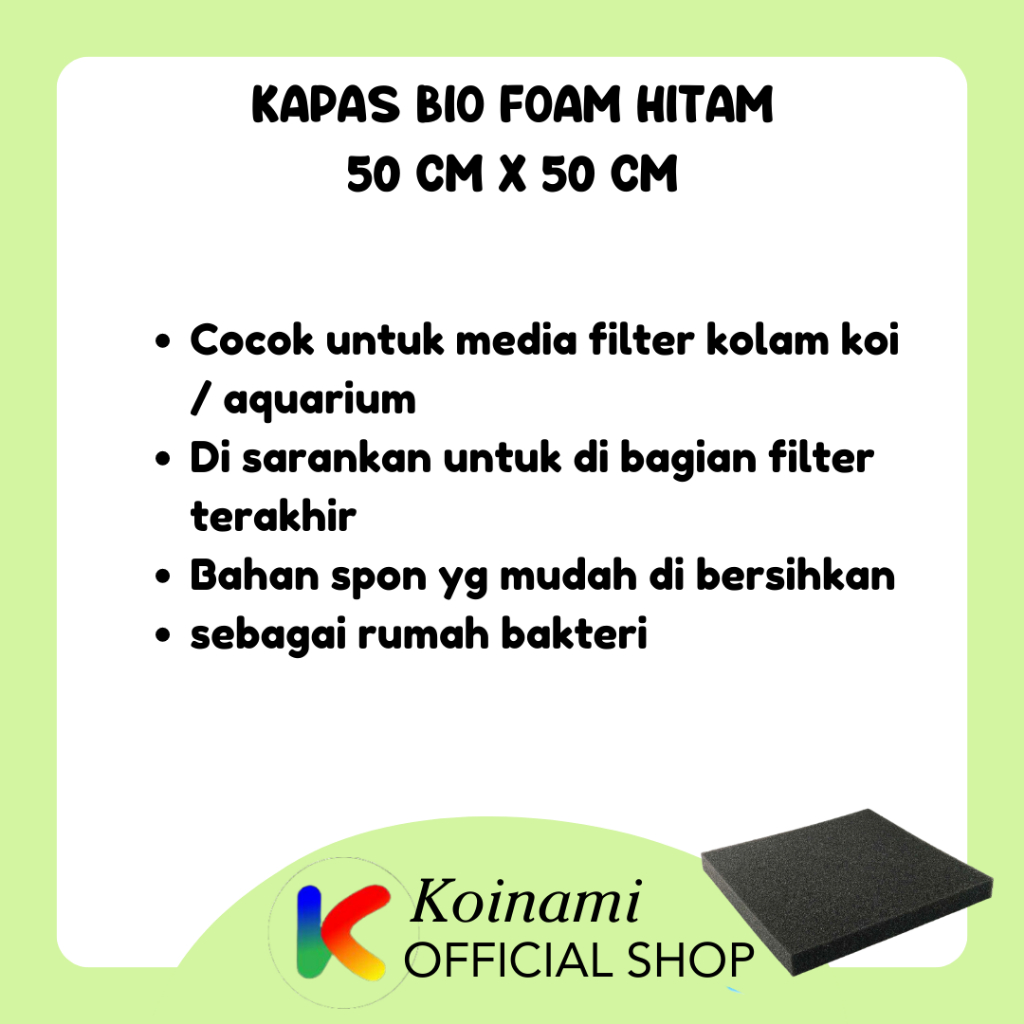 KAPAS BIO FOAM HITAM 50cm X 50cm / filter kolam ikan / aquarium  saringan air