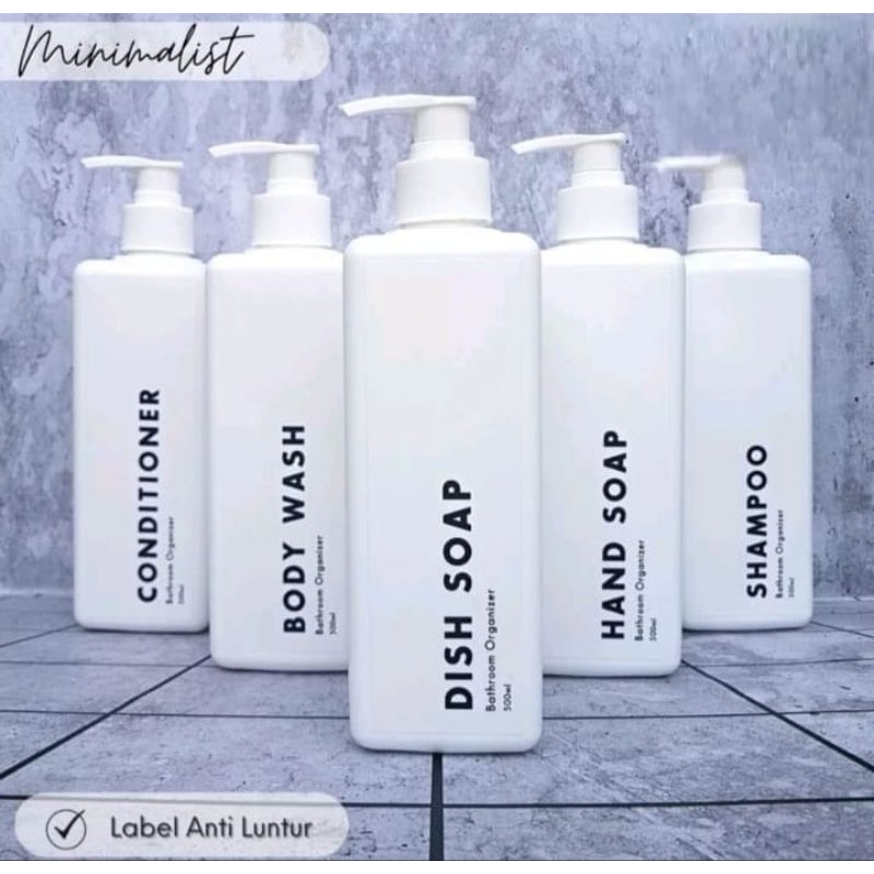 MINIMALIST BOTTLE PUMP 500ML REFIL BOTOL SABUN SHAMPOO SABUN MANDI BOTOL PUMP