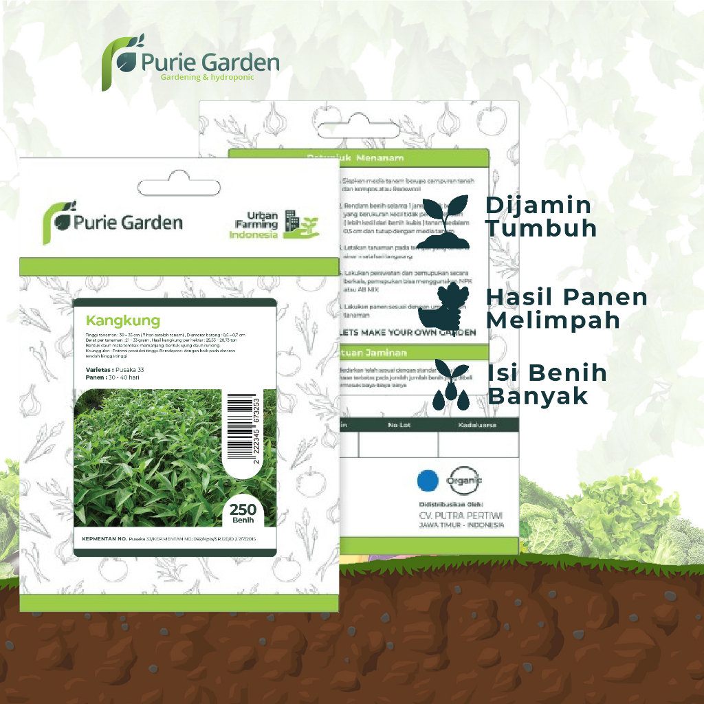 Bibit Benih Kangkung Purie Garden 250 Benih PG KDR