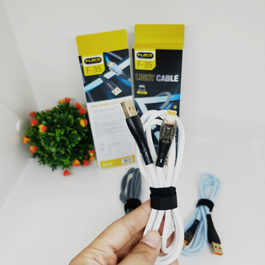 MINIGO kabel data fleco F35 micro / f35 type-c / f35 iphone  full ic transparan super light cable 5.1A fast charging high speed for android ios