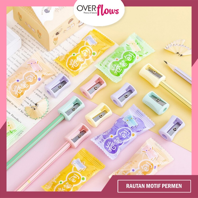 OVERFLOWS.ID RAUTAN PENSIL SERUTAN MINI SHARPENER CANDY PASTEL COLOUR / RAUTAN CANDY MURAH