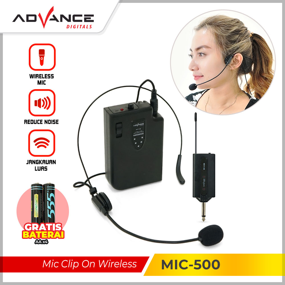 Clip on Advance Mic 500 Mic Bando Wireless Mic Clip On / Mikrofon Eksternal Bergaransi 1 Tahun