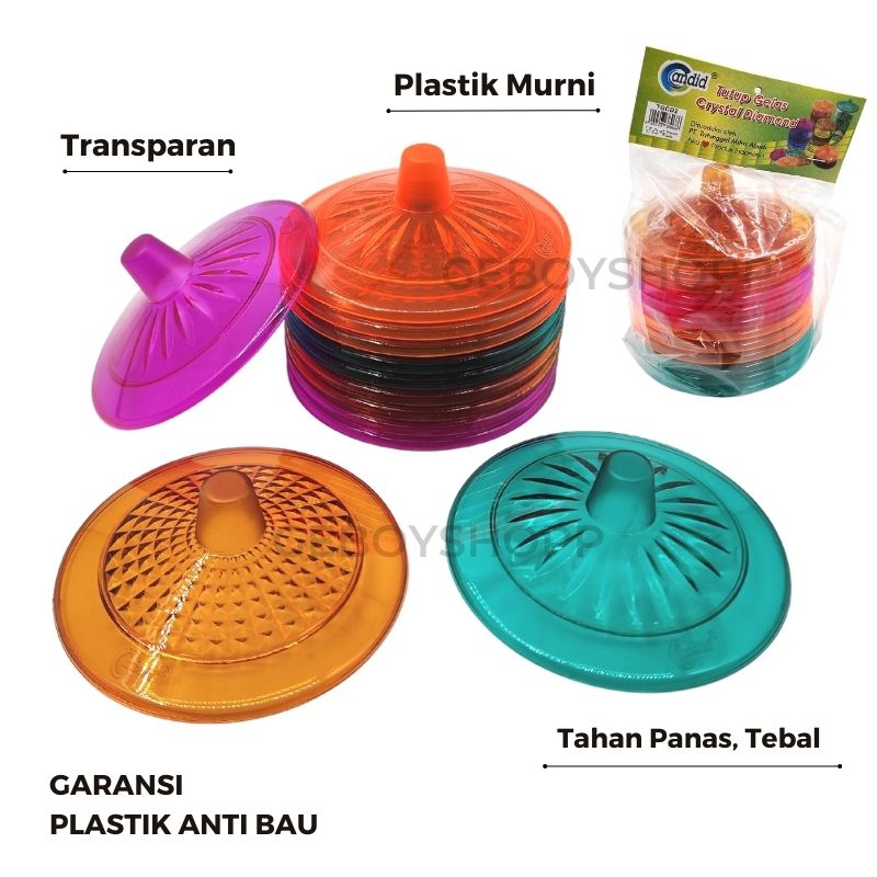 [1PACK 12PCS] Candid Tutup Gelas CRYSTAL DIAMOND / Tutup Cangkir / Tutup Mug Plastik Food Grade PP5
