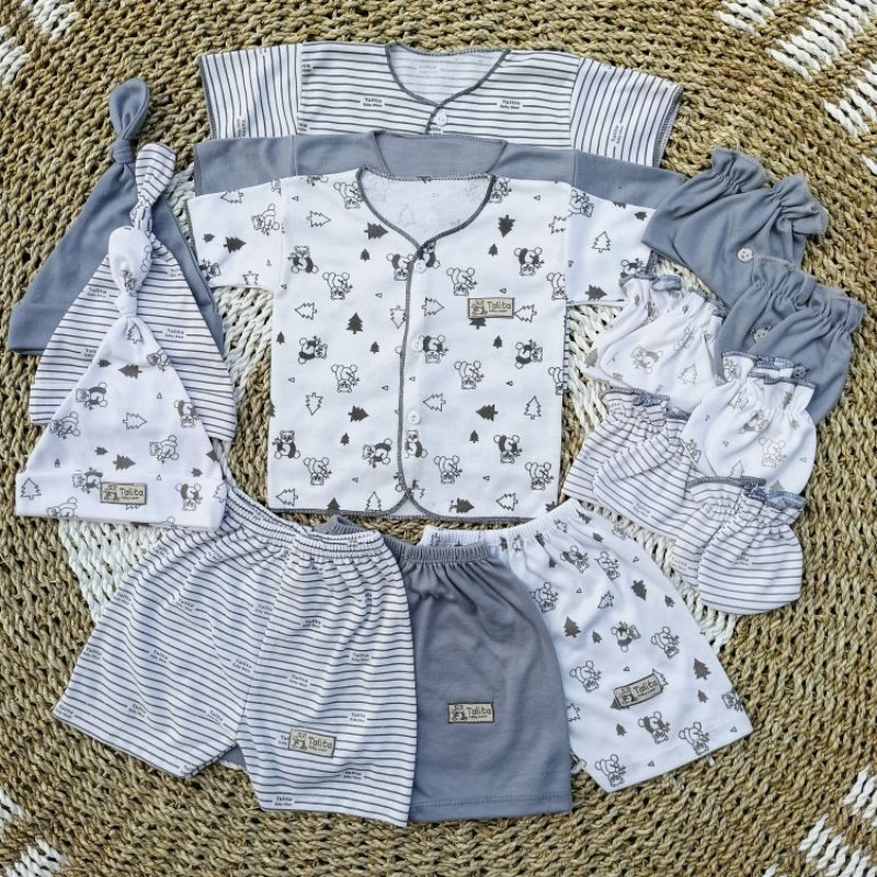 SET Lengkap Baju Bayi Baru Lahir Lengan Pendek Paket Newborn Seri Warna talitababywear