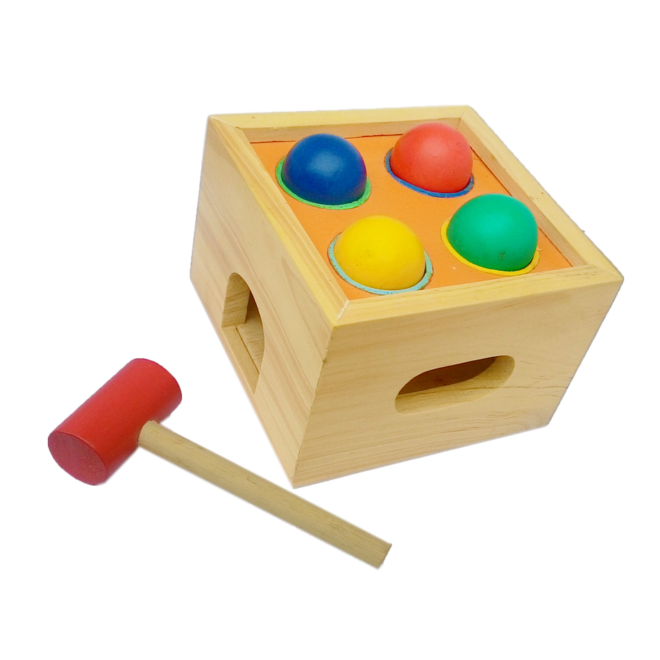 Mainan Palu Bola Natural / Palu Ketok Bola Kotak Natural / Mainan Kayu Edukasi