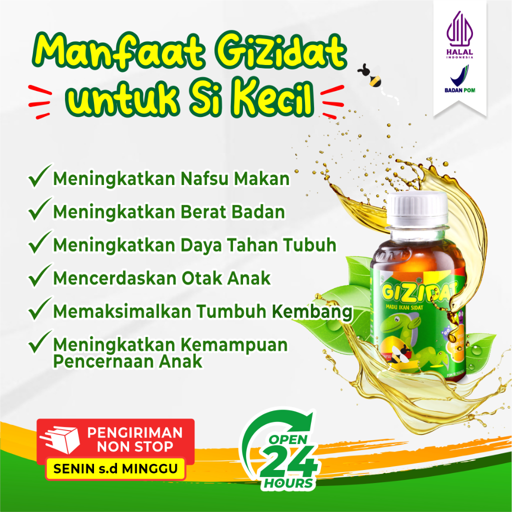 Paket 3 Botol Gizidat Original - Penambah Nafsu Makan &amp; Berat Badan Anak