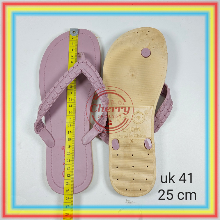 L1001GL42 Sendal Jepit Karet Wanita Merk Glanz Sandal Jepit Wanita Motif Kepang Kotak