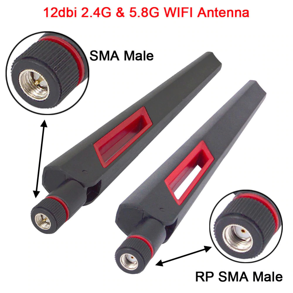 Antena Router WiFi Dual Band 2.4GHz 5GHz 10dbi RP-SMA - Black