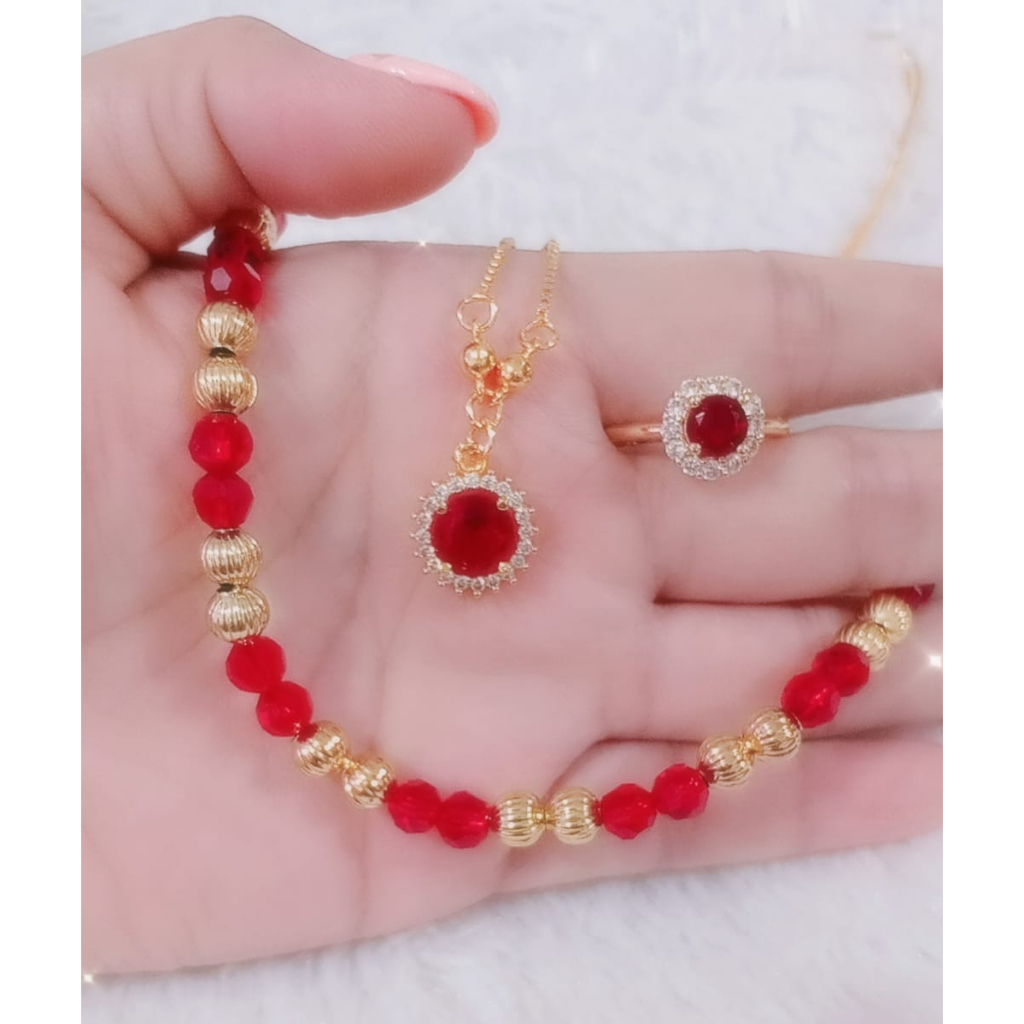 SET PERHIASAN FASHION WANITA KARAKTER MERAH