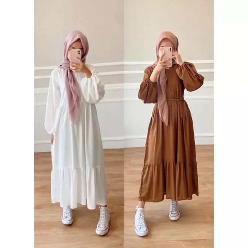 MIDI DRESS KOREAN STYLE LILY CRINCLE AIRFLOW MIDI KOREAN LOOK REMAJA