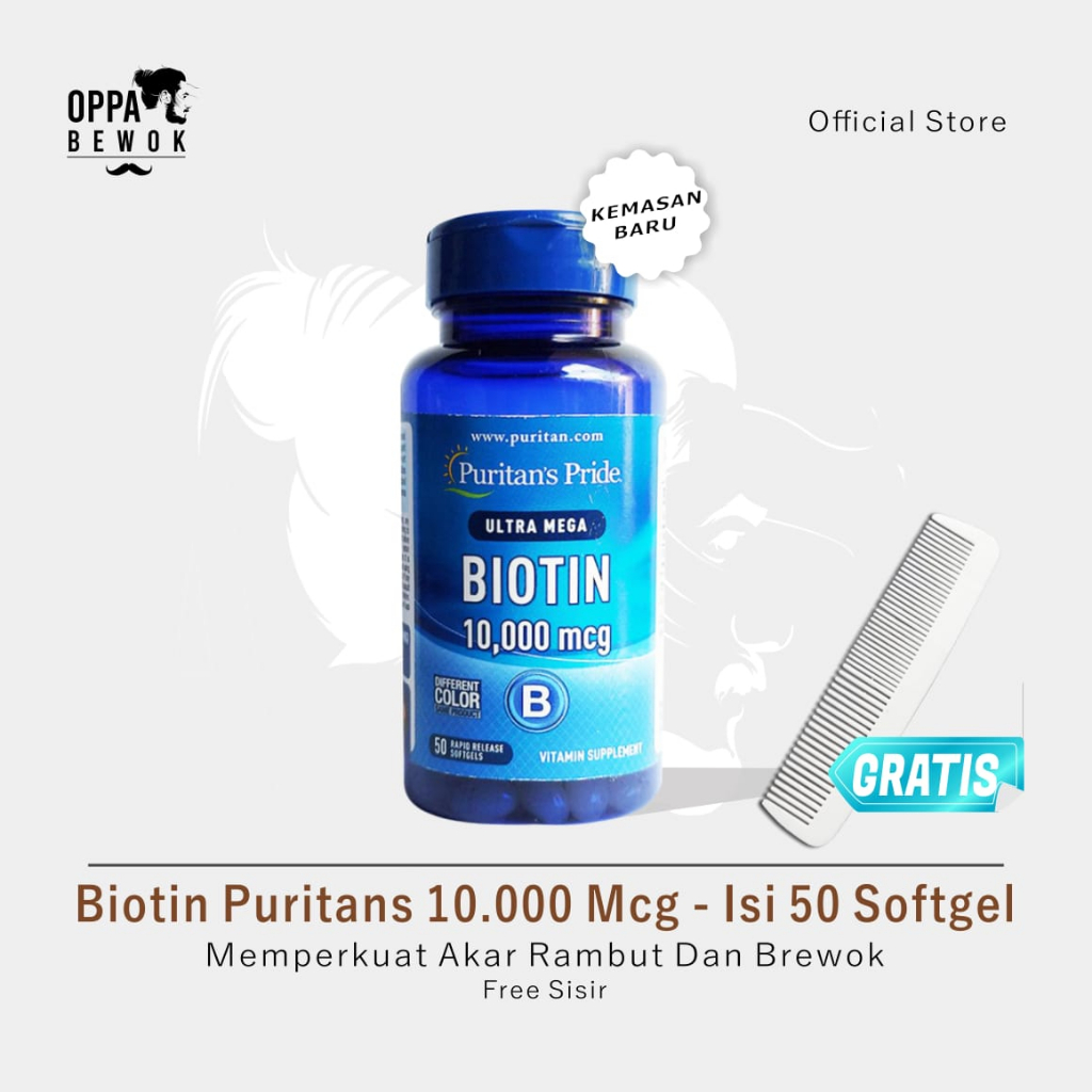 PENUMBUH RAMBUT DAN BREWOK BIOTIN 10.000 Mcg Alis Kumis Jambang