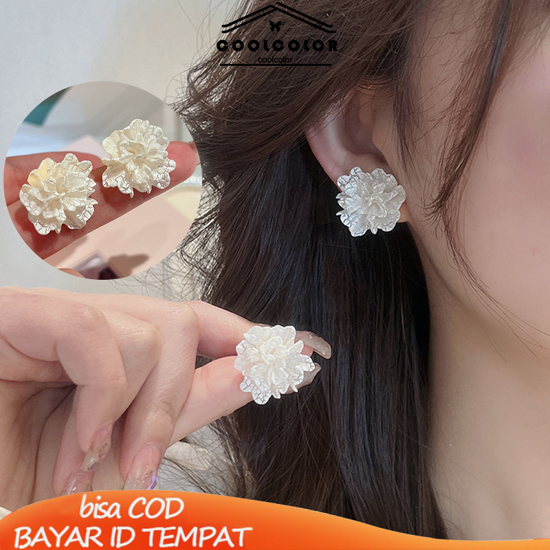 COD❤️Anting  Bunga Stud 925 Silver  Korea Kecil Sepasang Flower Stud Earrings Tusuk Motif Vintage Wanita Murah Aksesoris