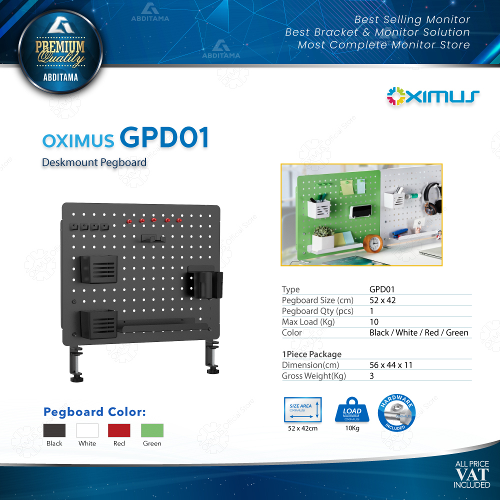 Rak Papan Meja Modular Deskmount Pegboard DIY OXIMUS GPD01 GPD02