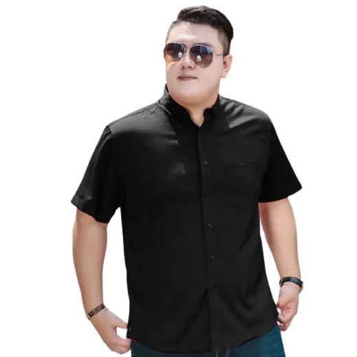 Kemeja slimfit jumbo pria motif murah cod G1M8 fashion lengan pendek original Unisex REGULER putih O