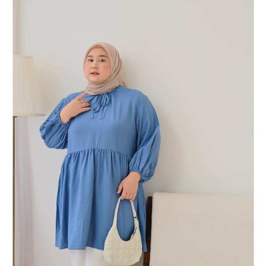 Anneth Tunik BAHAN POLO LINEN JUMBO XL-XXL - Baju Lengan Panjang Tunik Best Seller - Atasan Wanita Kekinian - BAJU BLOUSE WANITA JUMBO BIG SIZE TO XXXL